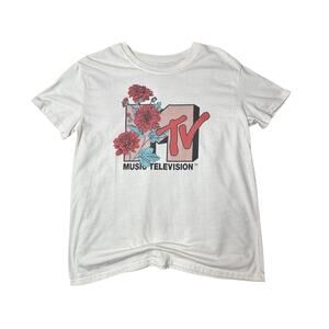 MTV Floral Graphic Tee Ivory/Cream Size Large